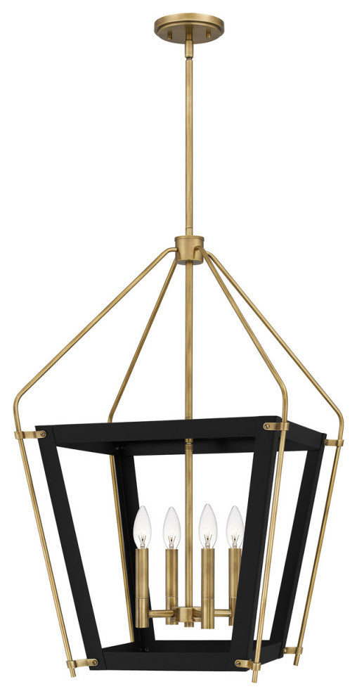 Abbeville Four Light Pendant, Earth Black