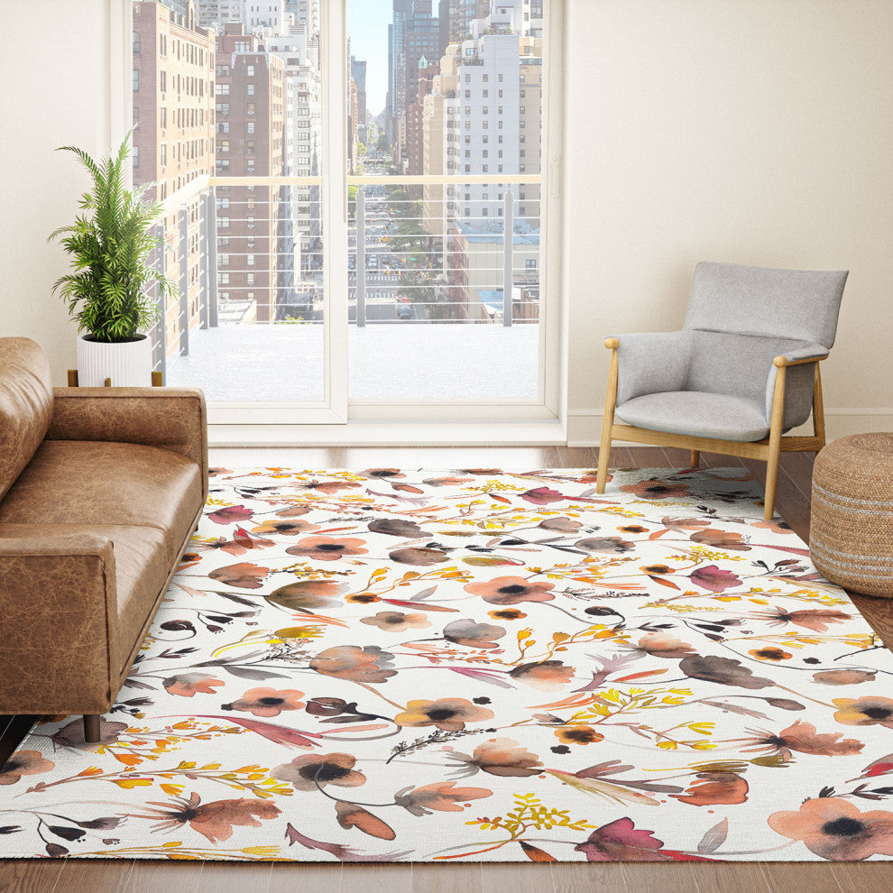 Ninola Design Camomile Floral Gold Area Rug