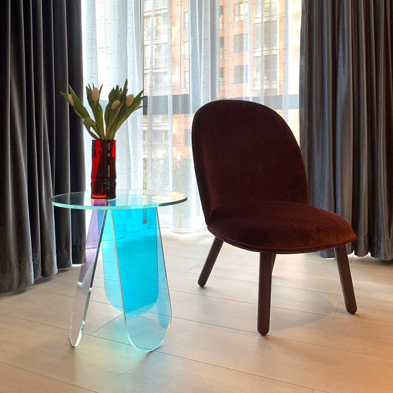 Clearic Acrylic End Table Clear Round Side Table Modern Accent Table Iridescent