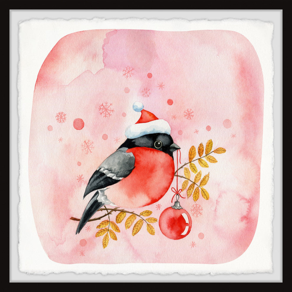 "Santa Bird" Framed Painting Print, 18x18