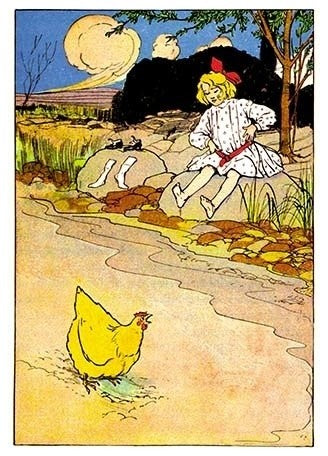 Dorothy and Hen - Gallery Wrapped Canvas Art 28" x 42"