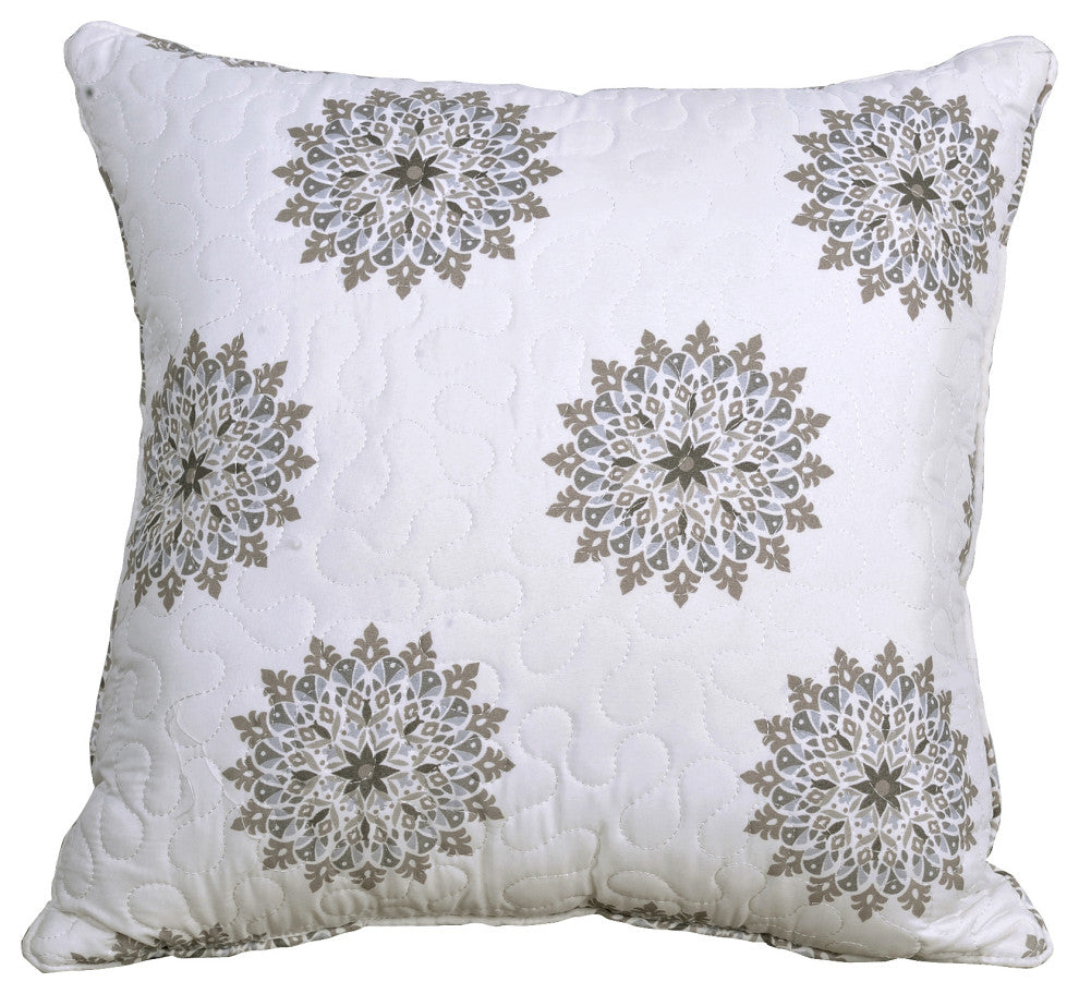 Tribal Medallion 5 Piece Printed Microfiber Quilts Set, Gray, King 102"x90"