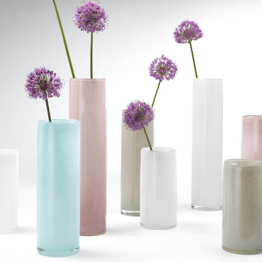 Gwendolyn Hand Blown Glass Vases, Set of 3, Pink
