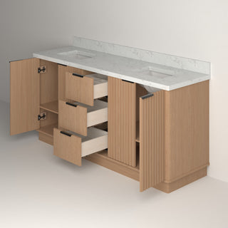 Kathryn Bathroom Vanity, Light Oak, 72", Double Sink, Freestanding