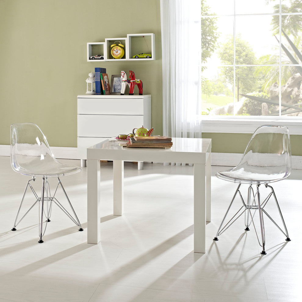 Modern Contemporary Living Room Kids Chair Set of 2 Clear