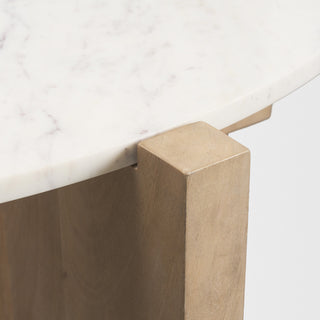 Bianca Light Brown Wood With Round Marble Top Coffee Table