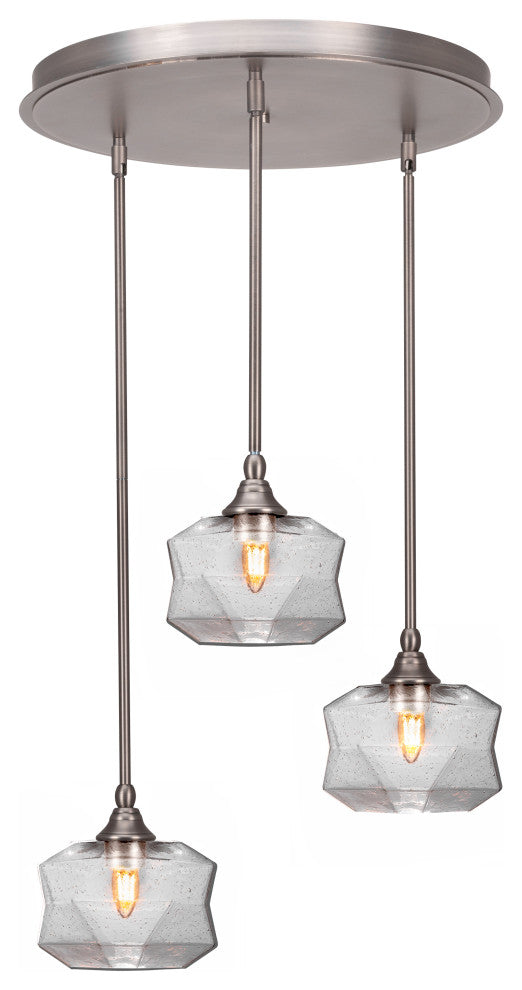 Empire 3-Light Cluster Pendalier, Brushed Nickel/Smoke