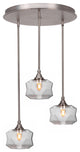 Empire 3-Light Cluster Pendalier, Brushed Nickel/Smoke