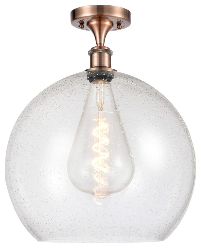 Innovations 516-1C-AC-G124-14 1 Light Semi-Flush Mount, Antique Copper