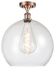 Innovations 516-1C-AC-G124-14 1 Light Semi-Flush Mount, Antique Copper