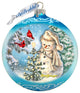 Glowing Snowman Lg Glass Ornament, Blue