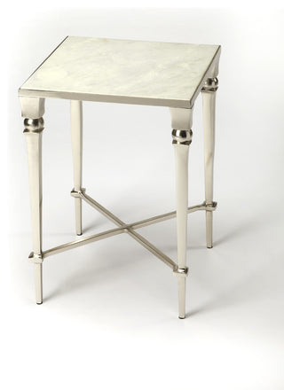 Butler Darrieux Marble Square End Table, Silver
