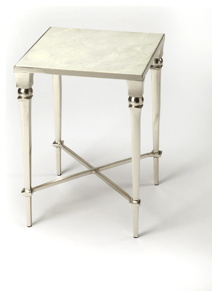 Butler Darrieux Marble Square End Table, Silver