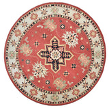 HAND TUFTED WOOL ECO-FRIENDLY AREA RUGS - Round,Red Cream,Oriental