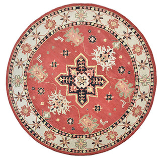 HAND TUFTED WOOL ECO-FRIENDLY AREA RUGS - Round,Red Cream,Oriental