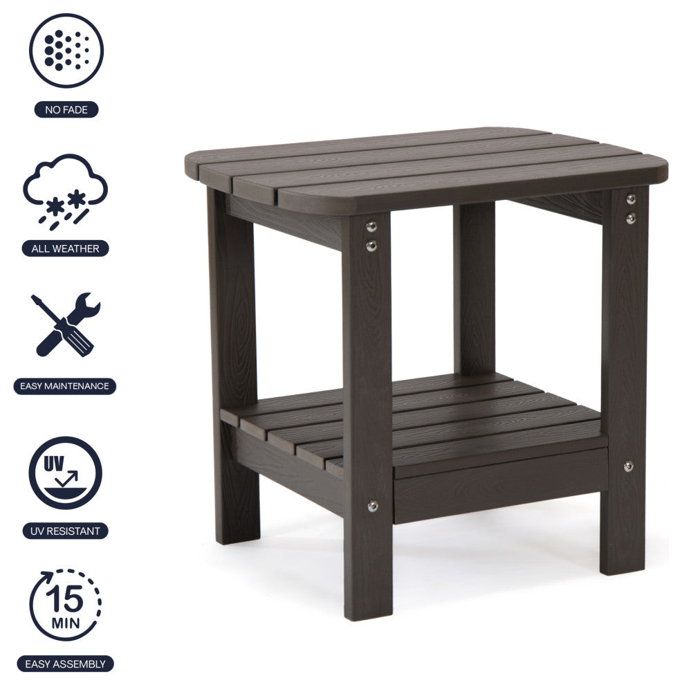Inspired Home Daylan Outdoor Table, Weather Resistant, Chocolate