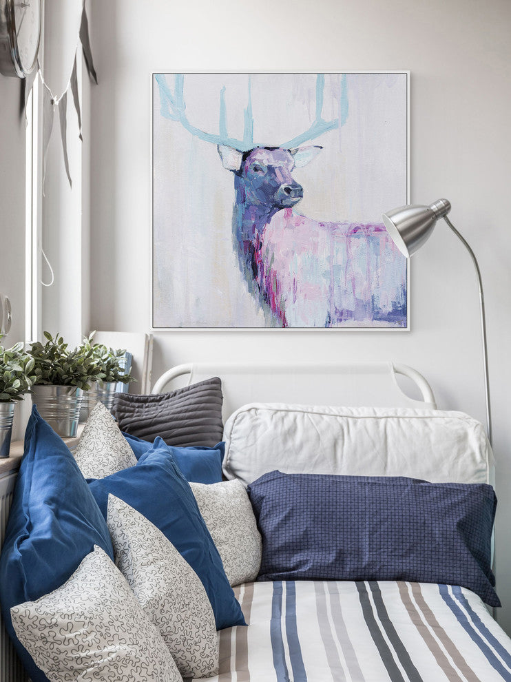 "Le Cerf" Floater Framed Painting Print on Canvas, 12"x12"