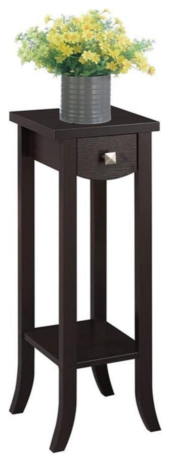 Pemberly Row Modern Prism Tall Plant Stand in Espresso Wood Finish