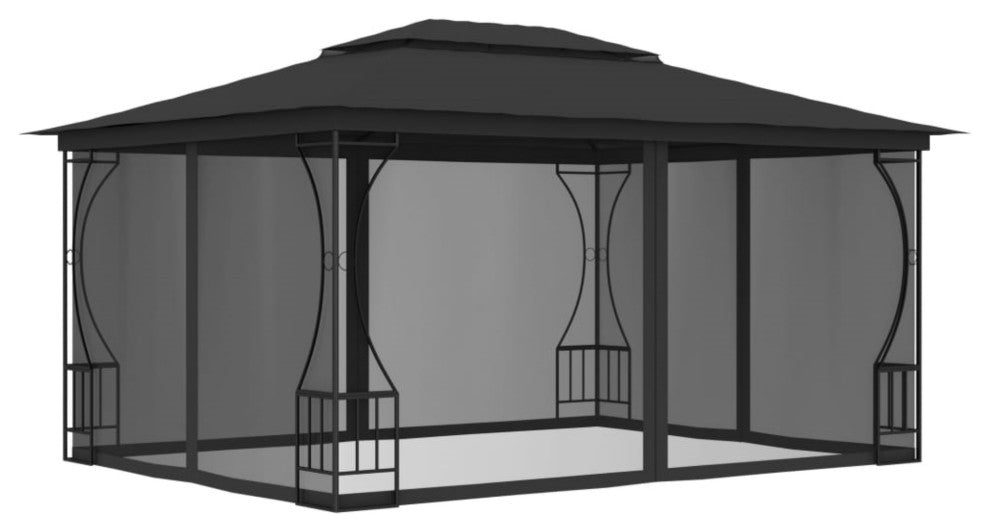 vidaXL Gazebo with Nets 9.8'x13.1'x8.7' Anthracite
