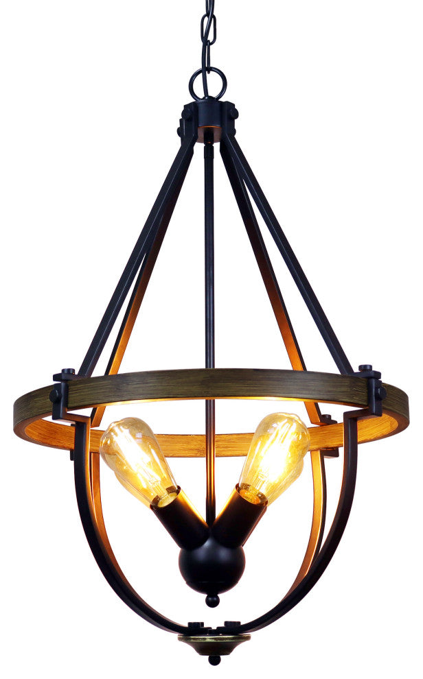 Farmhouse-Style Two-Toned 4 Light Pendant 20" Wide