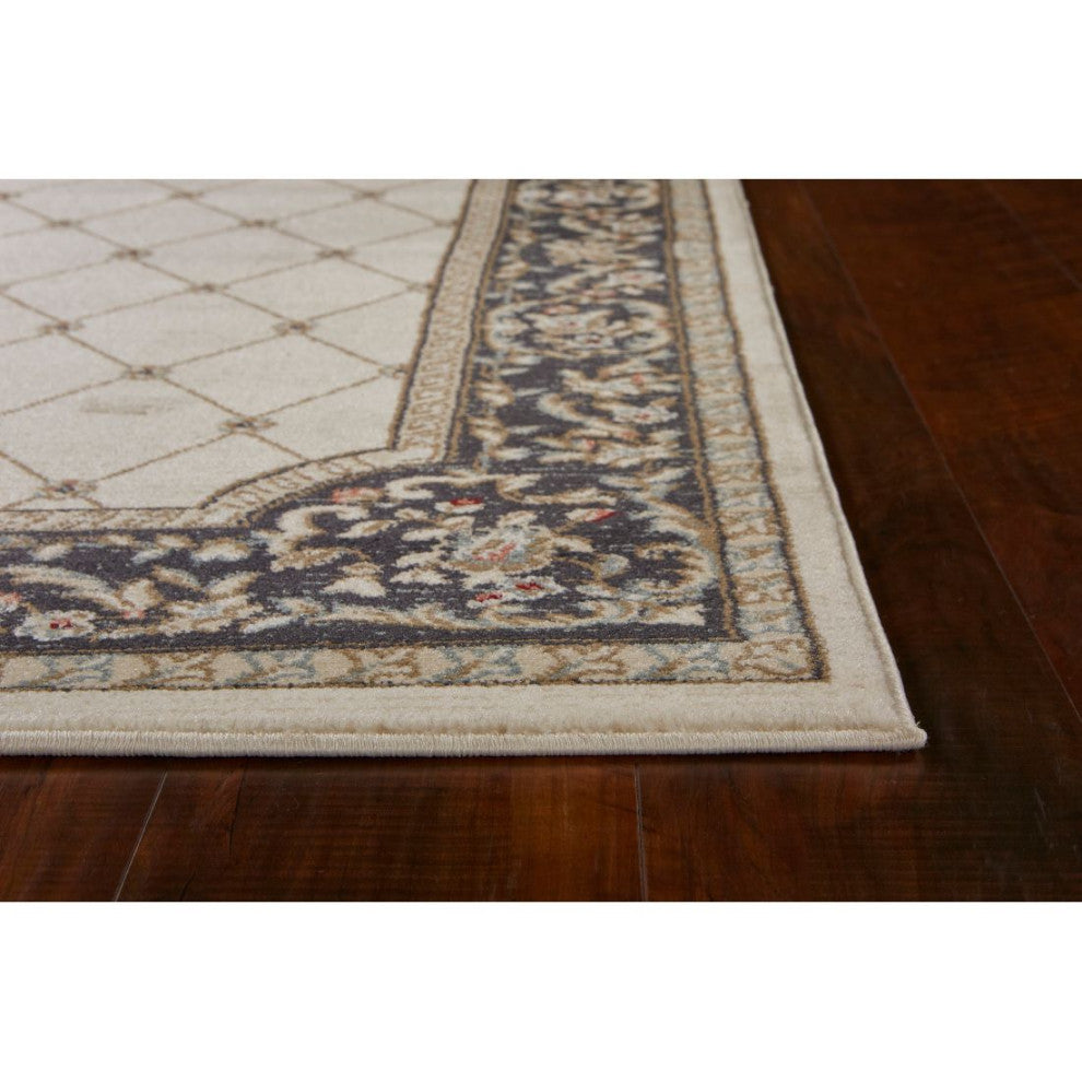 KAS Avalon 5614 Ivory/Grey Courtyard Area Rug, 5'3" x 7'7"