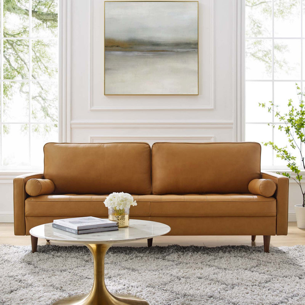 Sofa, Leather, Tan, Modern, Living Lounge Room Hotel Lobby Hospitality