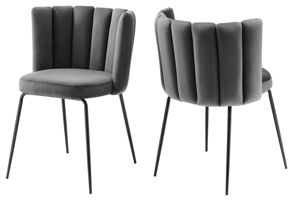 Virtue Performance Velvet Dining Chair Set of 2 Black Gray