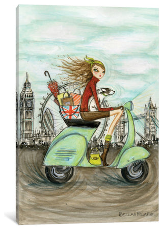 iCanvas World Shopper: London Gallery Wrapped Canvas Art Print by Bella Pilar