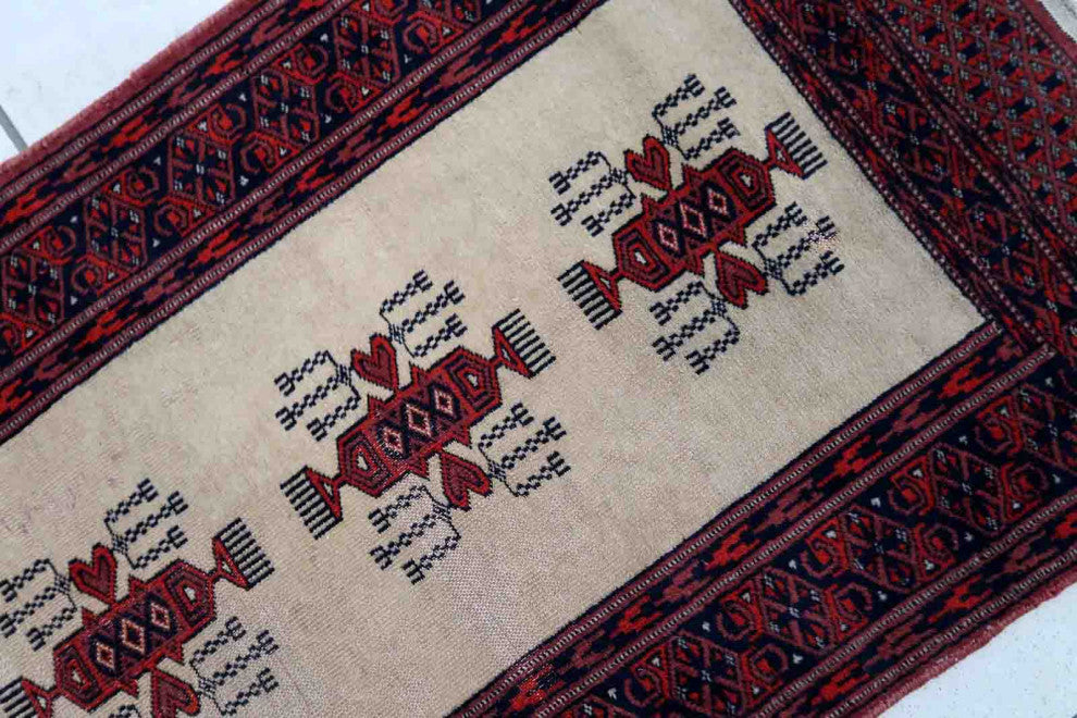Handmade Vintage Uzbek Bukhara Runner 2'x6.2', 61cmx190cm 1960s