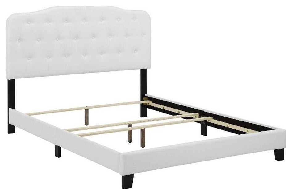 Modway Amelia King Upholstered Polyester Fabric Bed in White Finish