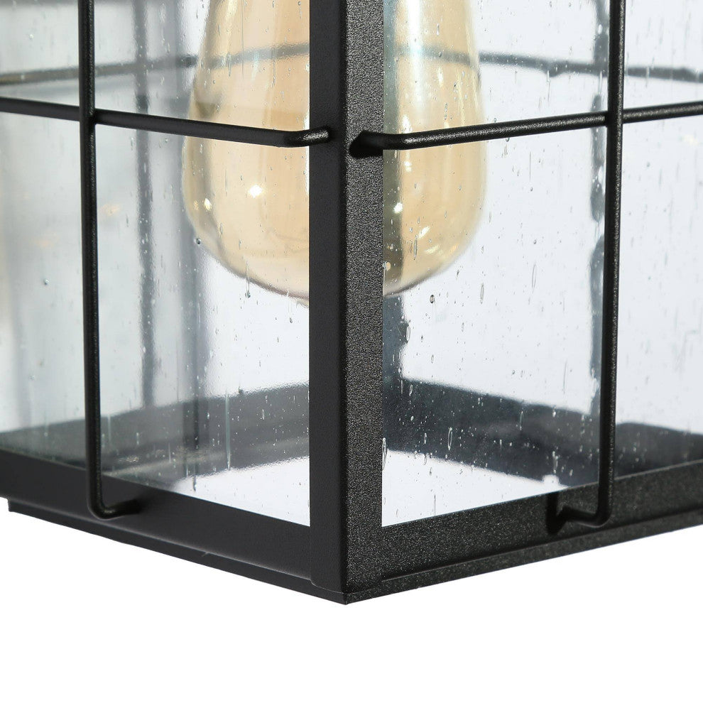 LNC 1-Light Transitional Matte Black LED Outdoor Lighting, Wall Sconce With Motion Sensor