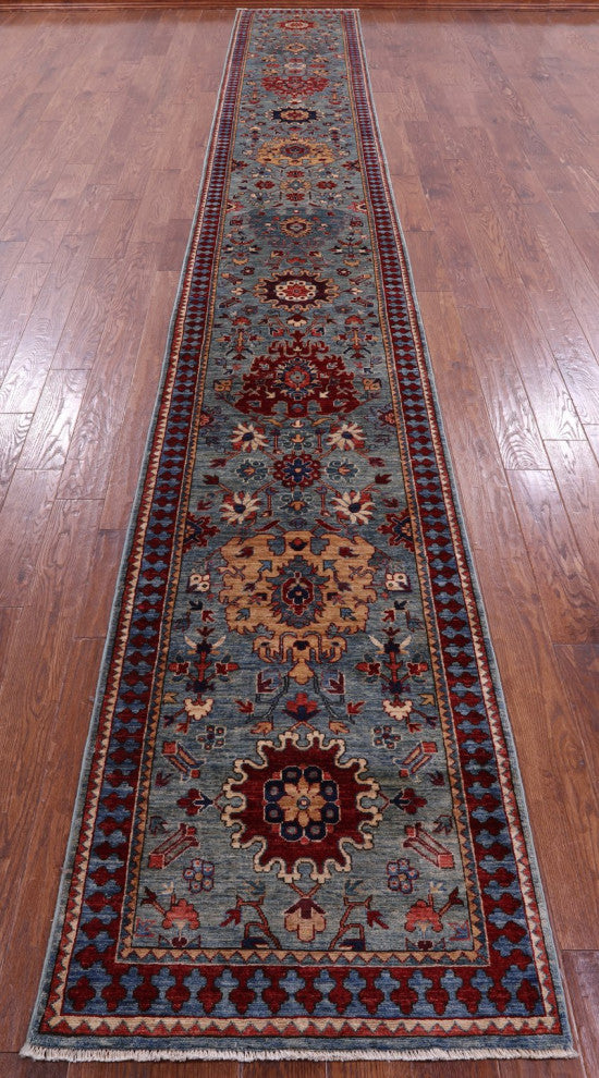 2' 7" X 19' 7" Runner Persian Fine Serapi Hand Knotted Rug - Q12687