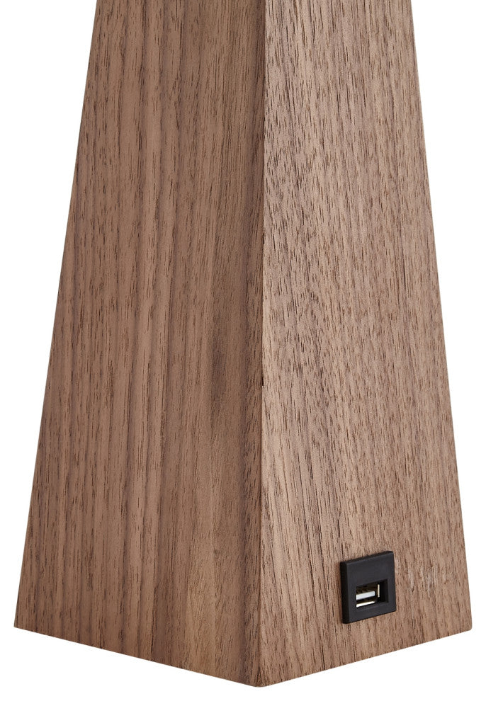 Inspired Home Iona Table Lamp, USB Charger, Black