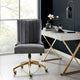 Computer Work Desk Tufted Chair, Velvet, Gold Gray, Home Business Office