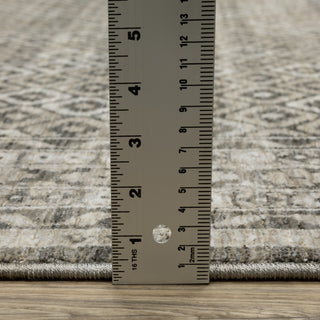 Callum Diamond Panel Grey/Beige Fringe Edge Rug 7'10" x 10'10"