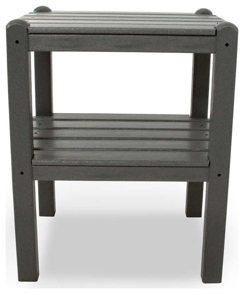 Polywood Two Shelf Side Table, Slate Gray