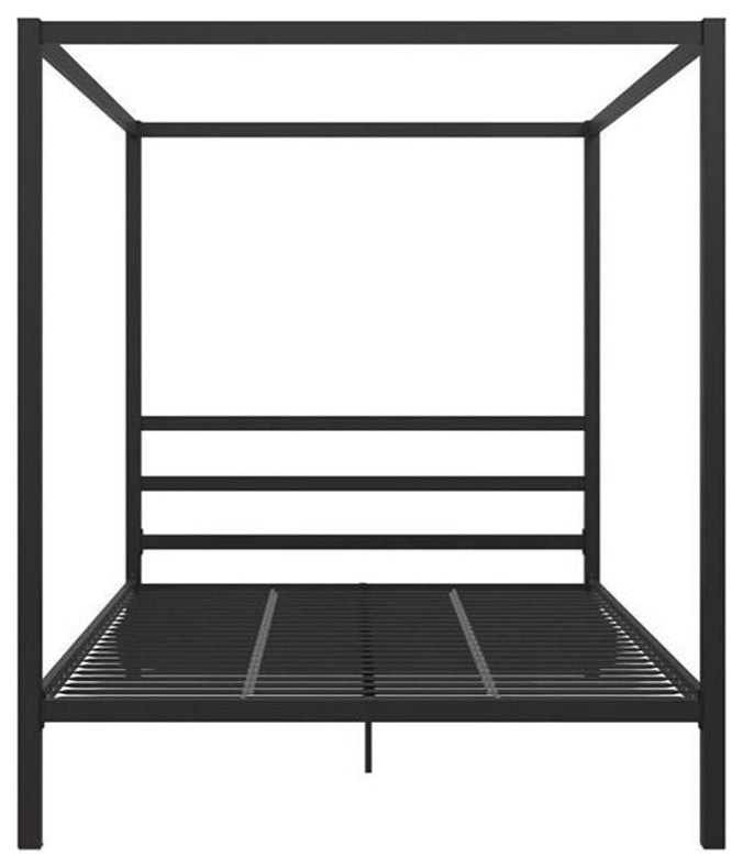 DHP Modern Metal Canopy Poster Bed in Queen in Black
