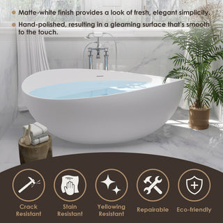 Vespa Flatbottom Freestanding Solid Surface Soaking Bathtub