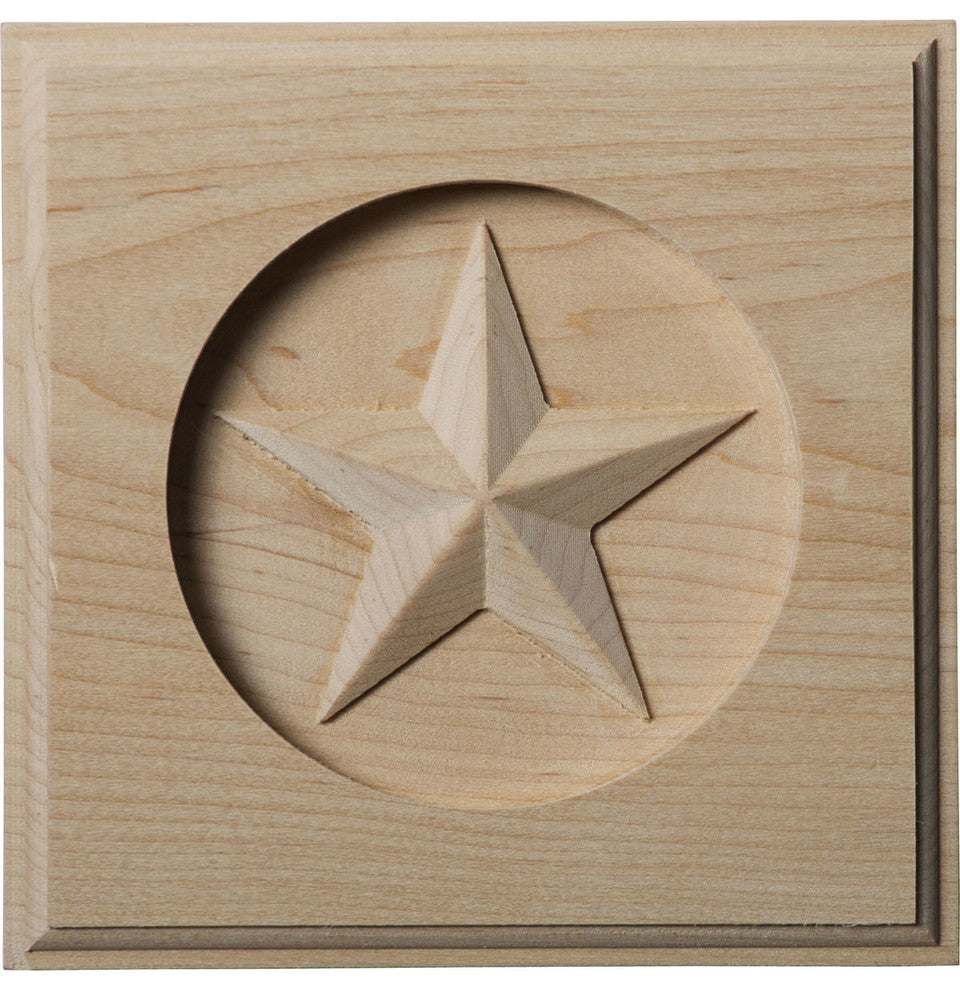 5"W x 5"H x 3/4"P Austin Star Rosette, Rubberwood