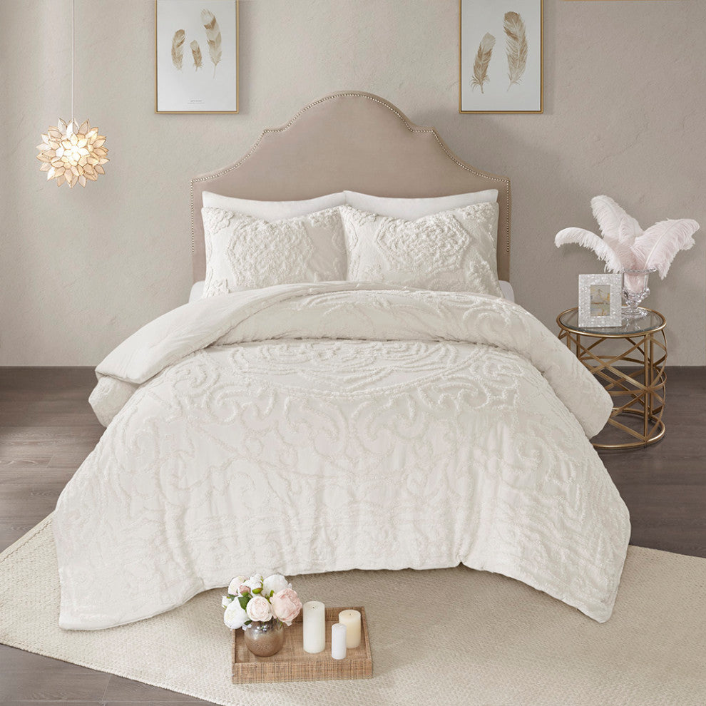 Madison Park Laetitia 3-Piece Tufted Cotton Chenille Medallion Comforter Set