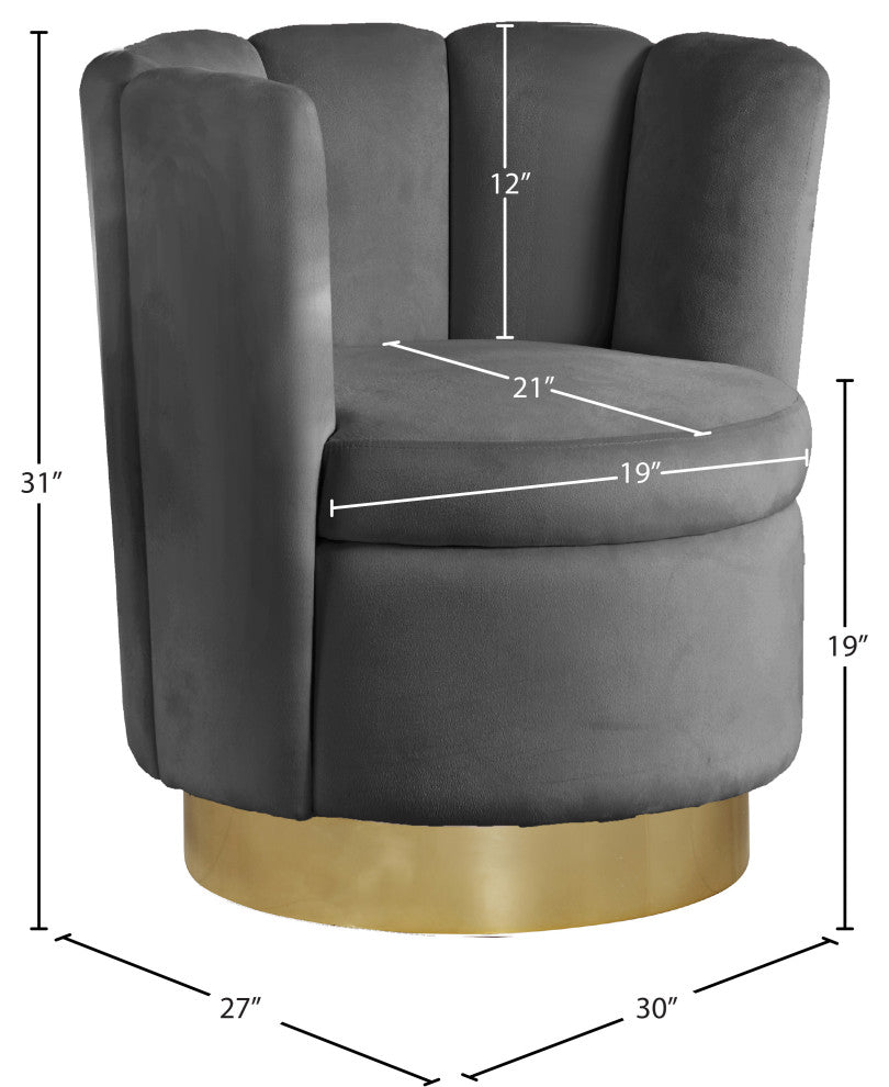 Lily Velvet Upholstered Accent Chair, Gray