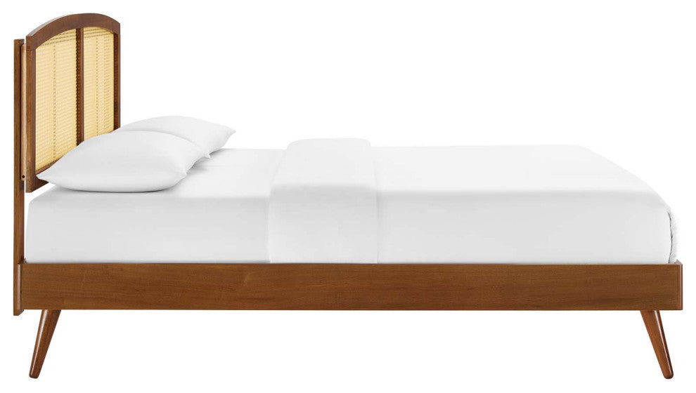 Sierra Cane and Wood King Platform Bed With Splayed Legs MOD-6702-WAL