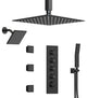 Dual Shower Heads 16" Thermostatic Shower System With Body Jets, Matte Black
