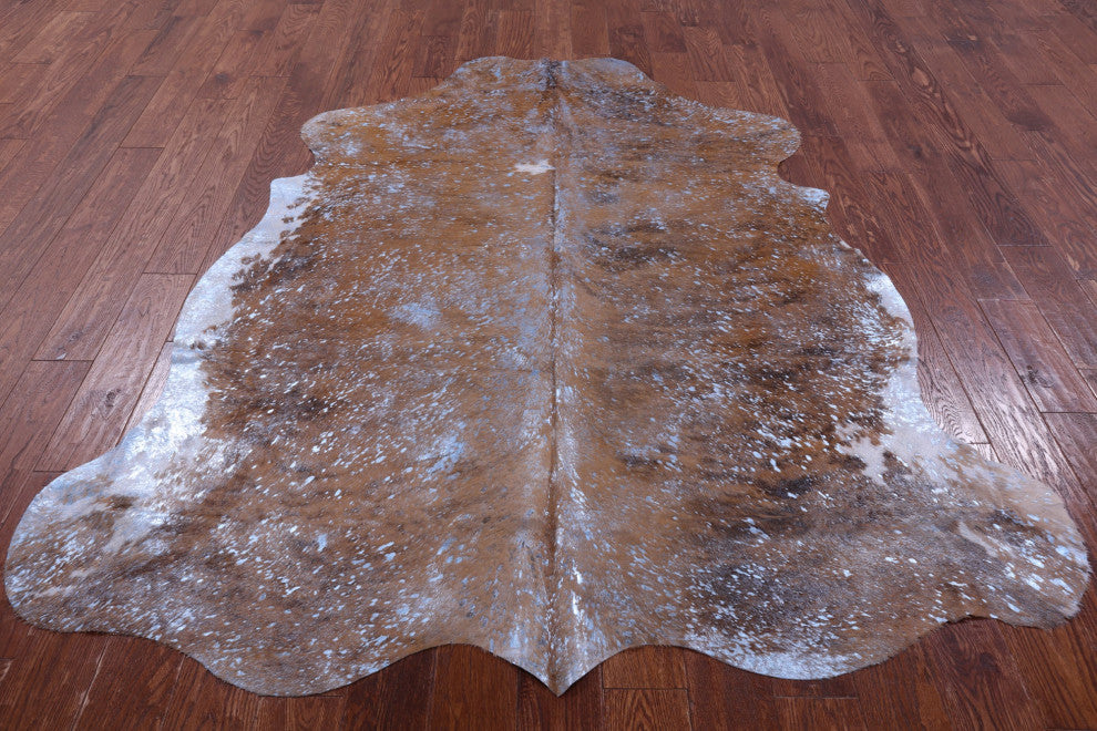 6' 10" X 6' 0" Blue Metallic Cowhide Rug C2132