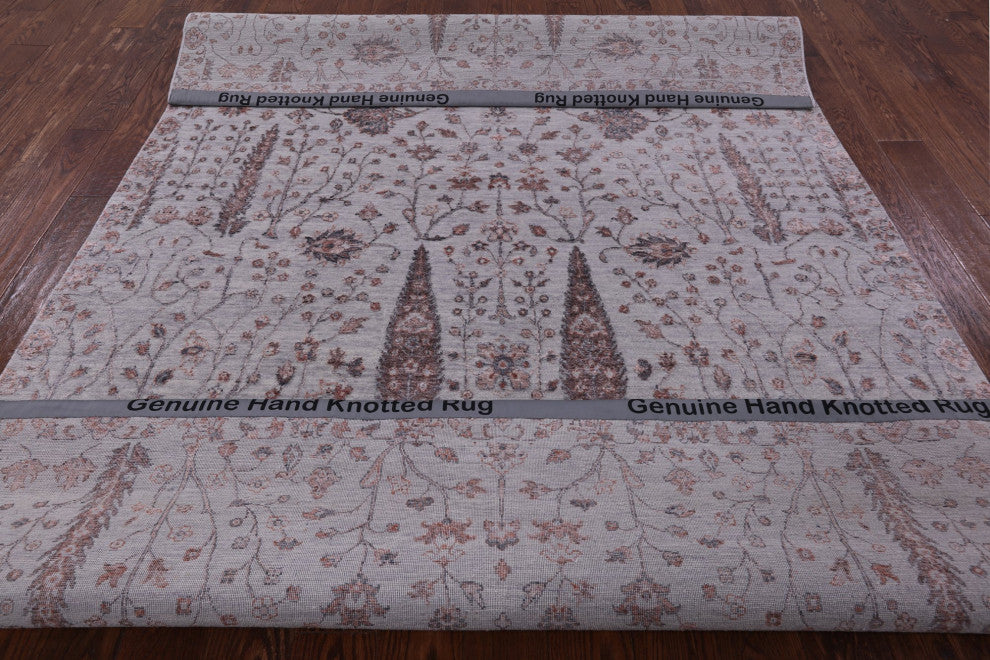 Cypress Tree Hand Knotted Wool and Silk Rug 6' 5" X 9' 4" Q7066
