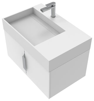 CastelloUSA Amazon 30" Left Wall Mounted Bathroom Vanity Set, White, White Top, Brushed Nickel