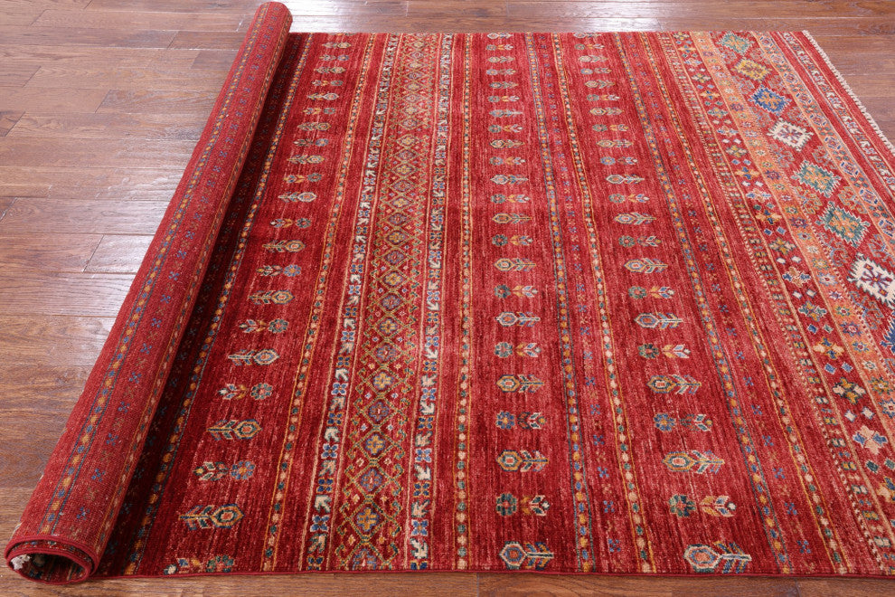 Super Kazak Khorjin Hand-Knotted Wool Rug 5' 10" X 7' 10" Q5349