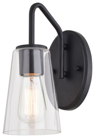 Beverly 1 Light Matte Black Bathroom Vanity Wall Sconce Fixture Clear Glass