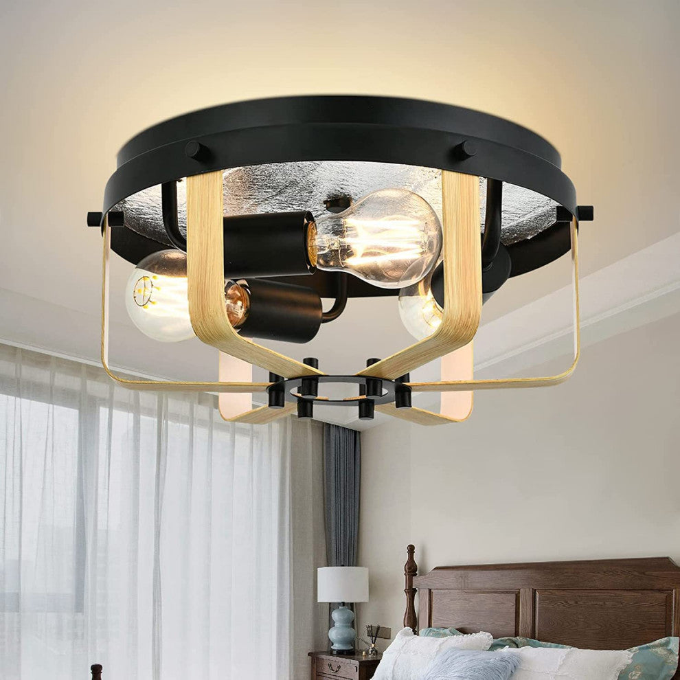 3 light industrial Semi Flush Mount Ceiling Light Fixtures 12 inch Farmhouse