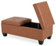 Murray Double Opening Leather Storage Ottoman, Light Brown